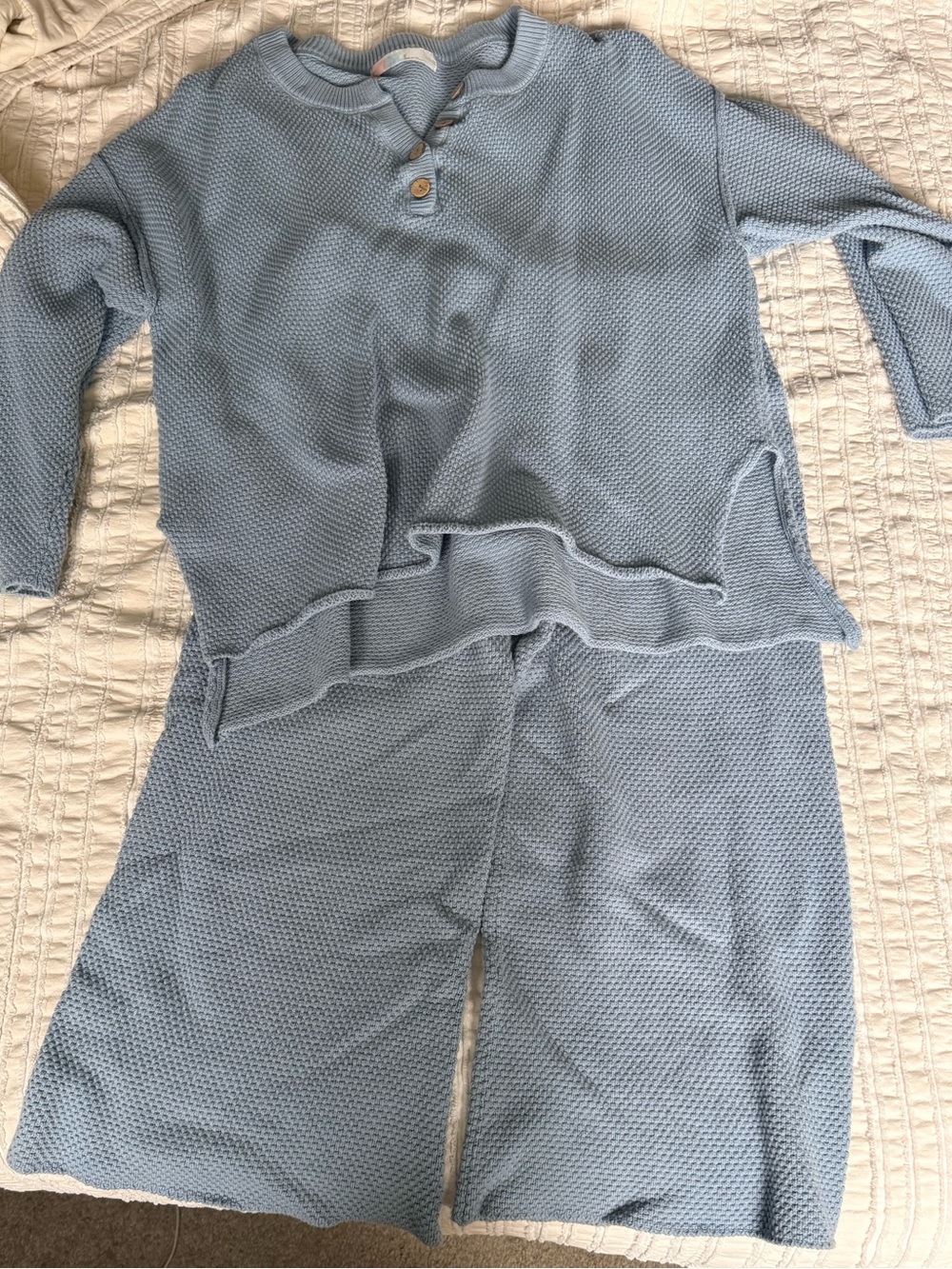 Free People Pale Blue Knit Two-Piece Jumpsuit Set